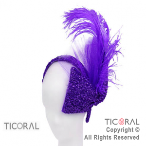 SOMBRERO VINCHA CON MO�O Y PLUMAS LAME VIOLETA x 1